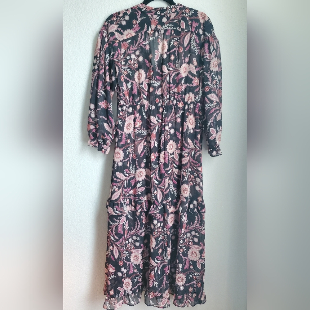 Emma & Michele Black and Pink Floral Long Sleeve Dress - Picture 7 of 7